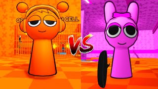 PINK VS ORANGE SPLANKI'S PRISON RUN! Incredibox Sprunki #obby #roblox