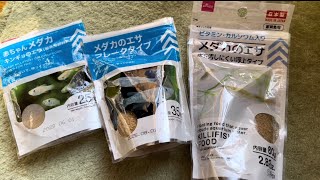 メダカ専用？の餌がダイソーさんから3種類出てるので、どんなもんか使ってみた感想！