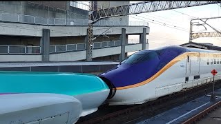 山形新幹線E8系G-4編成＋東北新幹線E5系U-24編成やまびこ盛岡行き・つばさ新庄行きが大宮駅出発