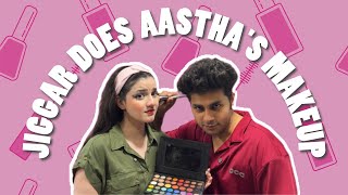 JIGGAR DOES AASTHA'S MAKEUP💄💋 | Jiggar \u0026 Aastha