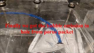 Bubble Emission Leak Test on Porus Packets