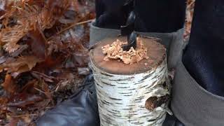 Erstes Schwedenfeuer mit Handbohrer   4K