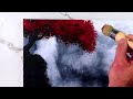 Waterfall Painting Tutorial: Creating a Black and White Landscape with a Breathtaking Red Tree