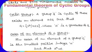 #Fundamental theorem of Cyclic Groups || Algebra || OU