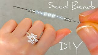 How to Make Seed Bead Rings: Beaded Snowflake Flower Ring Tutorial