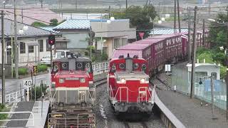 【長編6分】石巻貨物 鹿又駅 1655レ 652レ 交換 2018/09/25