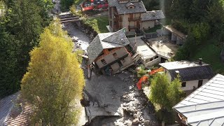 Maltempo a Limone Piemonte, la casa finisce nel fiume: la vista dal drone