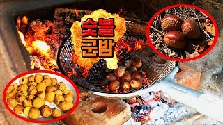 🌰밤 주워 숯불에 군밤 구워 먹기!! [밤 특집] 1부 - 군밤 해먹기 Roasted Chest Nuts!