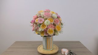 Flower Arrangement with a round \u0026 tall vase [Flower Arrangement]