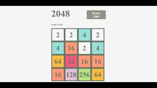 2048 Game using pure HTML, CSS and Javascript