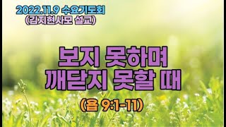 보지 못하며, 깨닫지 못할 때(욥 9:1-11) 2022.11.9(수) 수요오전기도회 #목동평강교회 #김지현사모