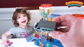 Genevieve teaches Colors while Playing with Tomica Toy Car playset!