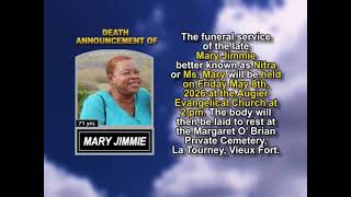 Mary Jimmie ~ Short Obituary