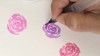 How To Paint a Watercolor Rose Wreath with Le Plume II Markers | Marvy Uchida