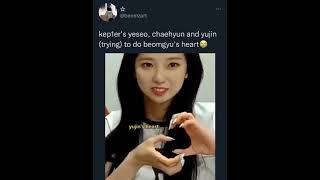 Kep1er doing Beomgyu’s heart vs yujin #kpop #shorts #kep1er #heart #yujin