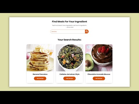 Food recipe app using the Vanilla JS API project