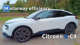 Citroen e-C4 motorway/highway driving efficiency (with heating on)