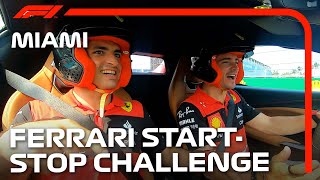 Ferrari's Charles Leclerc and Carlos Sainz in the Hilarious Start-Stop Challenge!