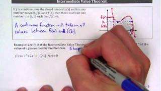 Calc Lecture 1 4b Continuity on a Closed Interval & Intermediate Value Theorem