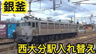 【銀釜】JR貨物EF81-303号機西大分駅 貨車入れ替えシーン