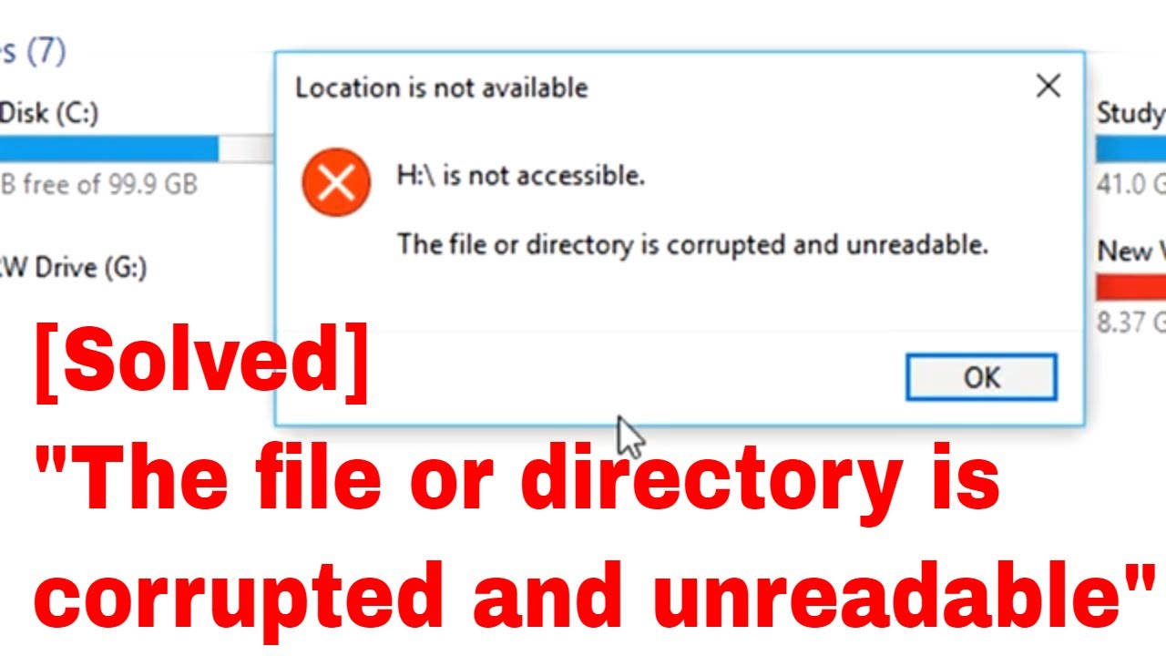 [ SOLVED ] - The File Or Directory Is Corrupted And Unreadable - YouTube