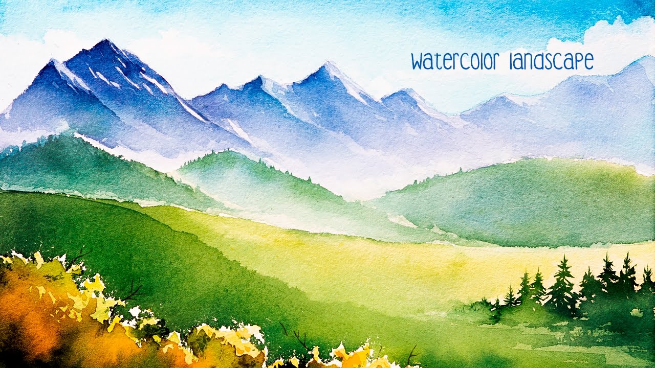 How To Draw Mountains Watercolor