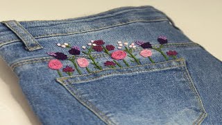 Embroidery on jeans | hand embroidery | embroidery for beginners