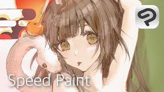 【Speed Paint】2025年の厚塗り年賀状絵【イラストメイキング】