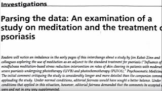 The Beginnings of MBSR Research (UMass Medical School )