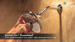 Rinse Ace® Rainfall 2-in-1 Showerhead® for Invigorating Showers and Hotel Shower \u0026 Bath Cleaning