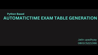 0801CS221066 JATIN UPADHYAY| Building a Timetable Generator with Python | Full Code Walkthrough