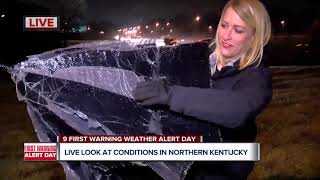 Freezing rain falling across Northern Kentucky