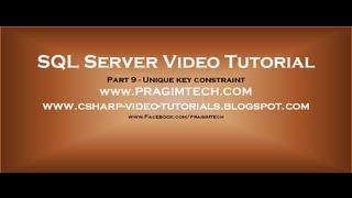 Unique key constraint - Part 9