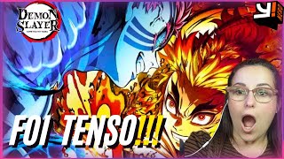 RENGOKU VS AKAZA! REACT DEMON SLAYER TREM INFINITO |ELA ASSISTINDO PELA PRIMEIRA VEZ