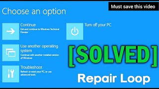 Fixed || Choose an Option Loop windows 10 Problem solved in HP