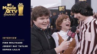 Finn Wolfhard Crashes Jeremy Ray Taylor & Sophia Lillis Interview | 2018 MTV Mov