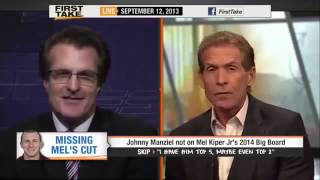 Johnny Manziel NOT on Mel Kiper Jr 's Draft Big Board!       ESPN First Take