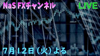 【NaS_FX】　FX分析のライブ配信　10万円チャレンジ中　2022/7/12（火)よる　（横・斜めライン、ダウ理論、N波動、グランビル、エネルギー分析、サイクル理論少々などに基づき分析）