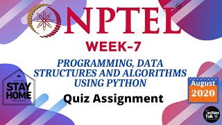 NPTEL Programming, Data Structures And Algorithms Using Python Week 7 Quiz Assignment Solutions