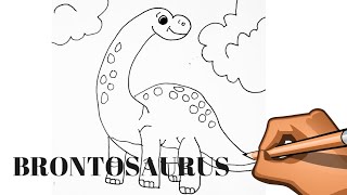 How To Draw Dinosaur Brontosaurus For Kids and Toddlers | Easy Drawing Tutorial