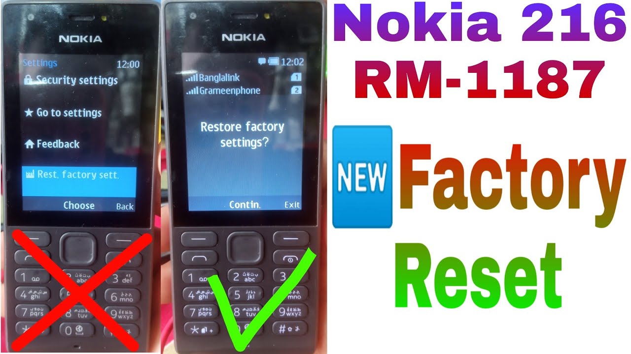 Nokia 216 RM-1187 New Factory Reset - YouTube