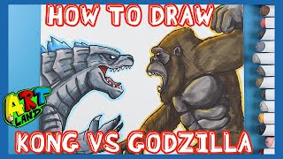 How to Draw KONG VS GODZILLA ATTACKING!!!