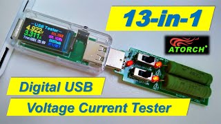 ATORCH 13-in-1 Digital USB Voltage Current Tester and Discharge Load Testing