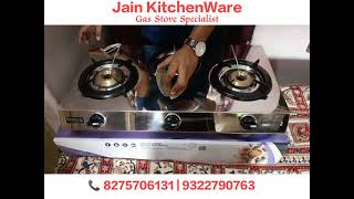 Surya King 3 Burner Gas Stove |Heavy Stainless Steel | Premium