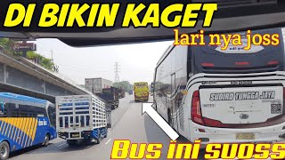 Di bikin kaget Bus ini saat lari bareng stj Dan Duet pemain jalur selatan di tol jakarta - cikampek