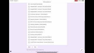 Summer School Course Selection Form