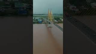 Neak Loeung Bridge links Kandal to Prey Veng 2022 #ស្ពានត្សឹបាសា​ #ទឹកឡើងខ្លាំងណាស់ #ស្ពានអ្នកលឿង