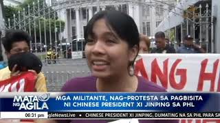 Mga militante, nag protesta sa pagbisita ni Chinese President Xi Jinping sa Phl