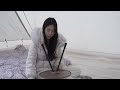 ❄️solo camping in a hot giant air tent on a snowy day camping asmr