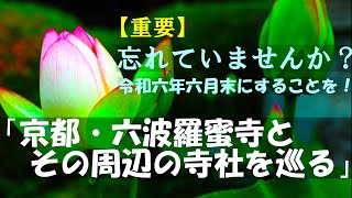 【重要】忘れていませんか？　令和六年六月末にすることを！　～京都・六波羅蜜寺とその周辺の寺社を巡る～